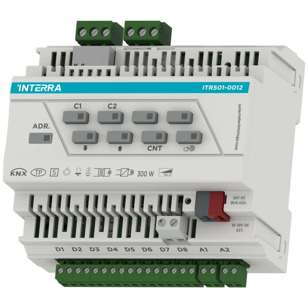 Interra KNX Universal-Dimmaktor, 2-fach, 8 Digital / 2 Analog Eingänge