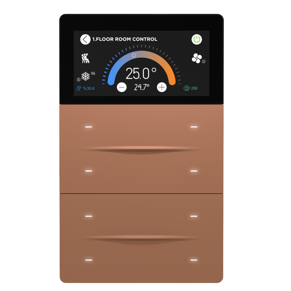 Interra iXm KNX Touchpanel 3 Zoll, 8-fach, LCD-Display, Softtouch Mocha